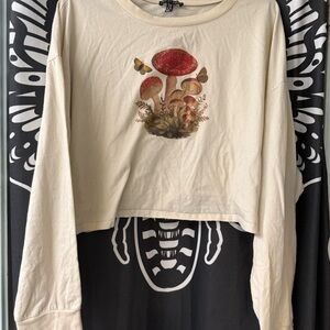 Current Mood Beige Mushroom Graphic Long Sleeve Tee